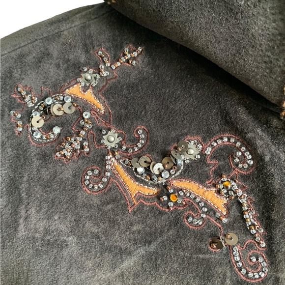 Coldwater Creek Brown Suede Jacket Beaded Embroidered Western Size Large vintage - Picture 16 of 17